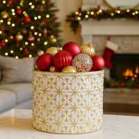 festive metal container for table to hold decorations, sweets, nuts etc.