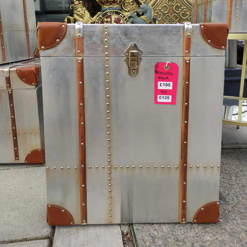 Cube Medium Silver Trunk With Straps REDUCED