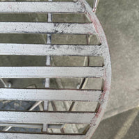 Three piece folding, light grey painted patio set, table and two chairs  with rust detail effect giving this a vintage look. Enjoy garden dining with this patio set.