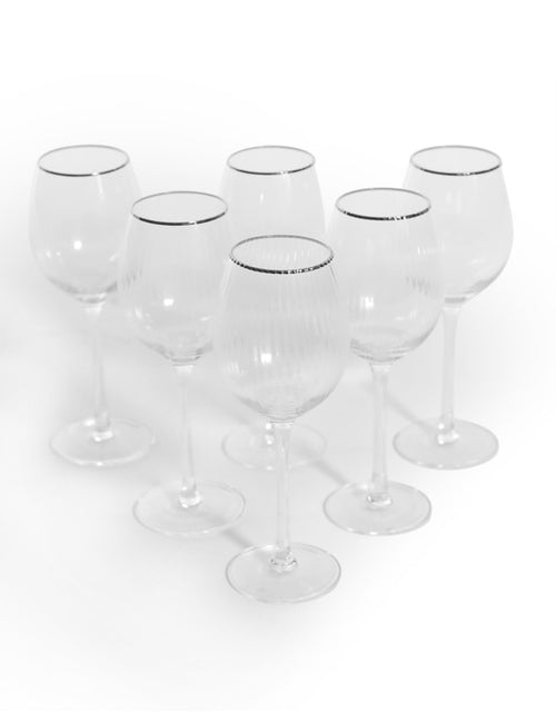 Set of 6 Wine Glasses With Silver Rim