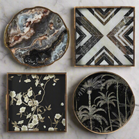Agate Effect & Gilt Metal Tray 40 cm - CLEARANCE