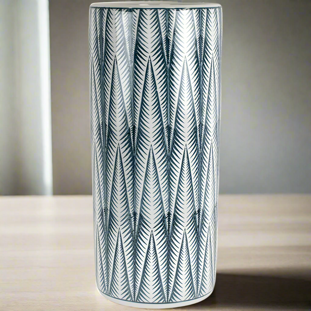 A beautiful vintage style ceramic umbrella stand which can also be used as a tall vase or pot for plants or foliage.  This porcelain piece will make your home feel homely and welcoming and add a touch of colour pop into your space.  Perfect accessory for your hall, Check our website for a larger selection of Ceramic Umbrella Stands plenty for you to choose from.
H: 45 cm W: 20 cm D: 20 cm