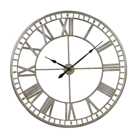 Antiqued Silver Skeleton Clocks 100 cm & 70 cm