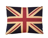 A large Union Jack cushion, perfect for a large sofa. Large size for extra impact, an iconic statement, beautifully in a strong linen to last.