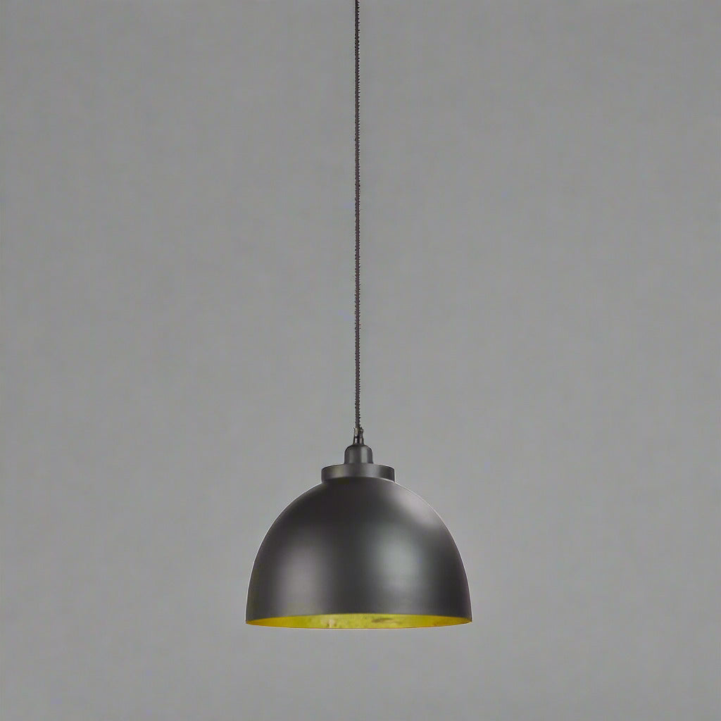 Black Metal Pendant with Gold Inner.  A simple and lightweight pendant which will make a stunning difference to your home.