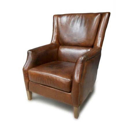 Black Leather Studded Armchair 85 cm