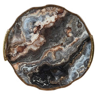 Agate Effect & Gilt Metal Tray 40 cm - CLEARANCE