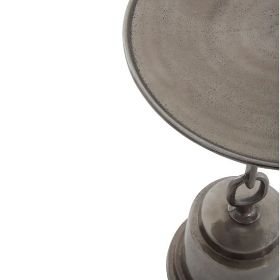 Tall side table with a chain design stand that connects its top to the tiered pedestal base.
H: 70 cm W: 38 cm
