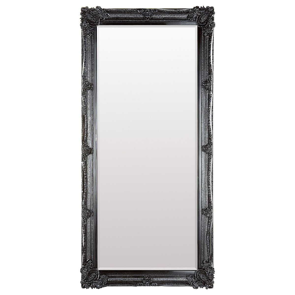 Ornate Black Roccoco Mirror 165 cm x 79 cm