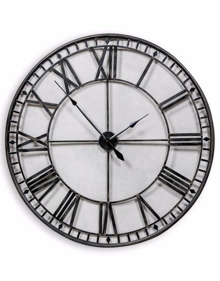 Massive Black Metal Skeleton Clock 159 cm