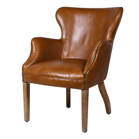 Ribbed Leather Dining Chair with Black Iron Frame