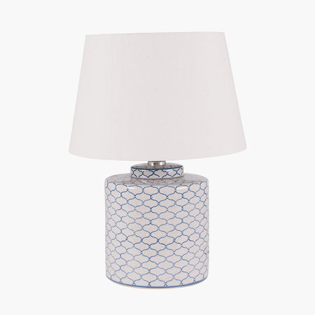 Muted Blue & White Ceramic Lamp 73 cm