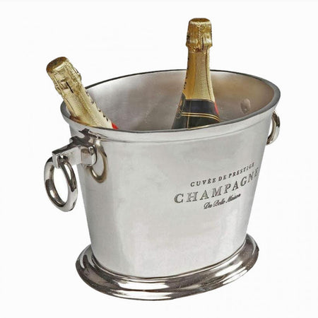 Polished Aluminium Champagne Cooler With six Glasses
