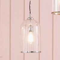 A great glass pendant with Brass or Nickel rim at the Base and same colour ceiling rose. Perfect hall light