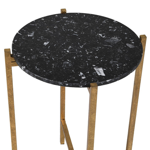 Black Marble on Gilt Side Table 63 cm