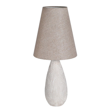 White Alabaster Table Lamp With White Shade 64 cm