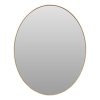 Slim framed gold oval mirror, a sophisticated look in the cloakroom or bathroom.  The glass of the mirror is recessed into the gilt frame to show a lot of mirror, perfect to enhance a dark corner.