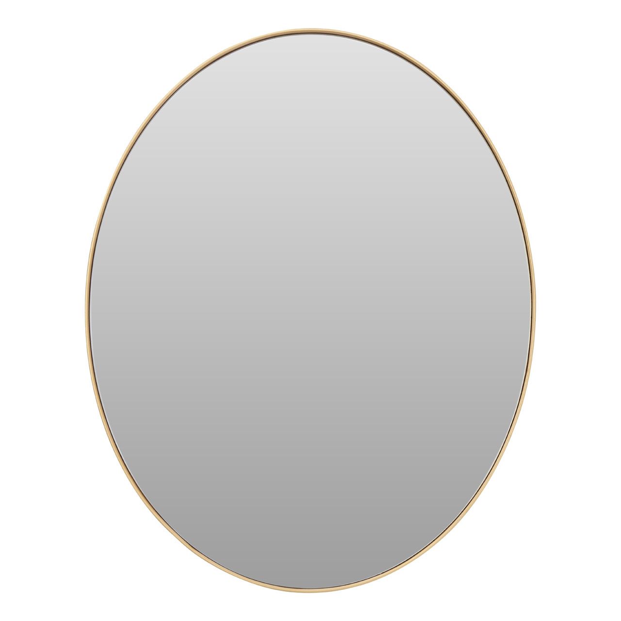 Slim framed gold oval mirror, a sophisticated look in the cloakroom or bathroom.  The glass of the mirror is recessed into the gilt frame to show a lot of mirror, perfect to enhance a dark corner.