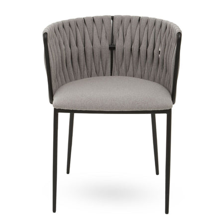 Black Metal Framed Chair With Grey Leather seat - 76cm