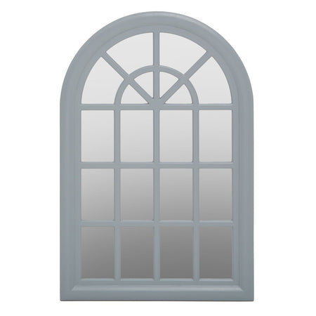 Black Wooden Arched Window Mirror  119 cm