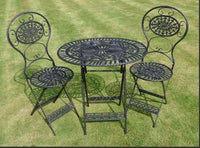 Garden Table & Two Chairs Black