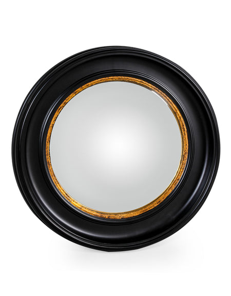 Black Slim Rim Iron Round Mirror 80cm