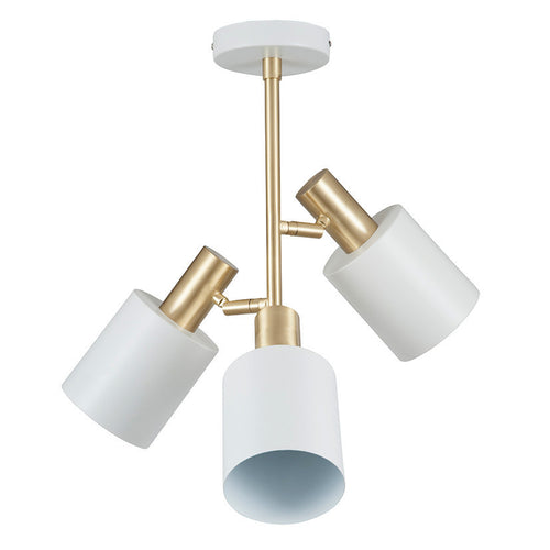 Directional cluster of 3 lights in white metal and gold