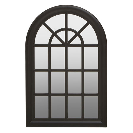 Grey Wooden Arched Window Mirror  87 cm