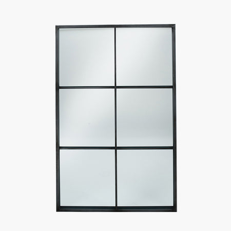White Wooden Arched Window Mirror  119 cm