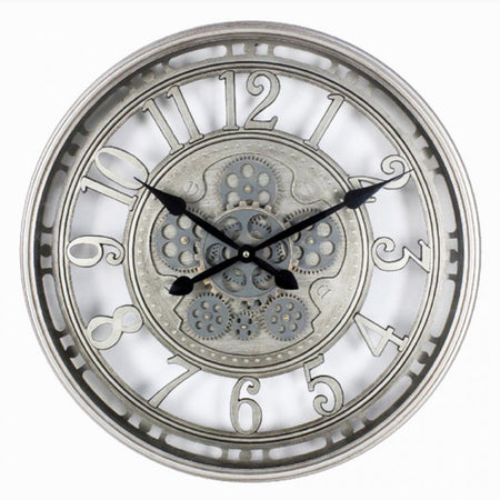 Large Moving Cog Clock Nickel 70 cm