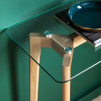 Oak Console Table Glass Top