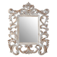 Stunning, limewashed aged pierce framed mirror, exceptional style and size. The decorative pierced frame adding to the vintage feel.