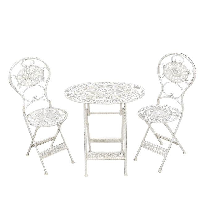 Garden Table & Two Chairs Cream