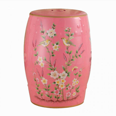 Gilt Floral Ceramic Stool 46 cm