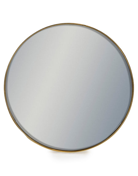 Silver Shelf Unit With Round  Mirror - 77cm