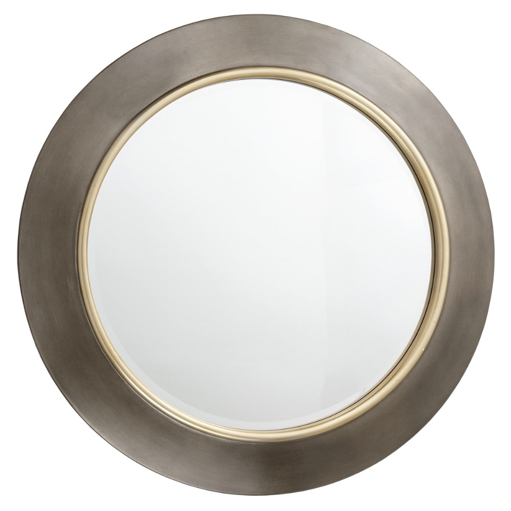 Exquisitely finished gunmetal framed mirror with gilt inset, cannot overstate the quality of this mirror an absolutely superb finish. An understated mirror that offers a high end design led impact. Would suit a hall, over a console, or over a fieplace in a living room.