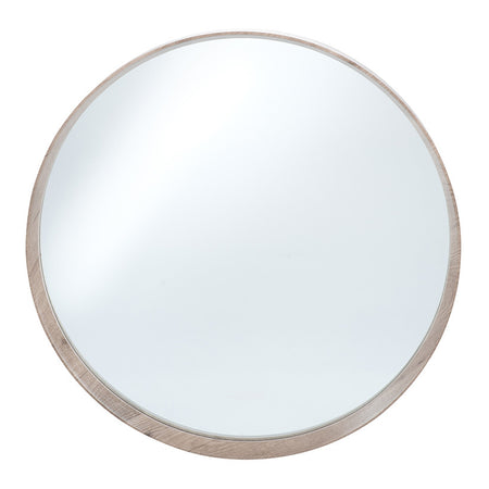 Silver Shelf Unit With Round  Mirror - 77cm