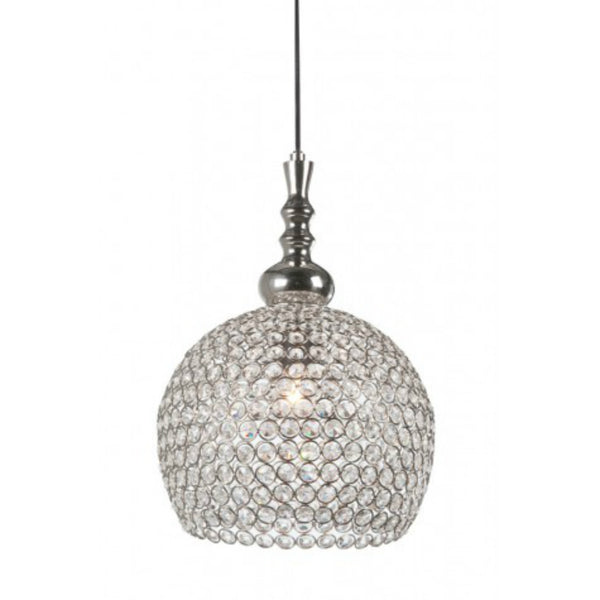 A really sparkly crystal disc pendant, give a high end look on a smaller scale, great bedroom, hall, any smaller space that needs a lift - this is the light.  H: 40 cm W: 28 cm 