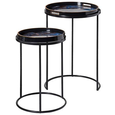 Faux Black Marble on Gilt Side Table 63 cm