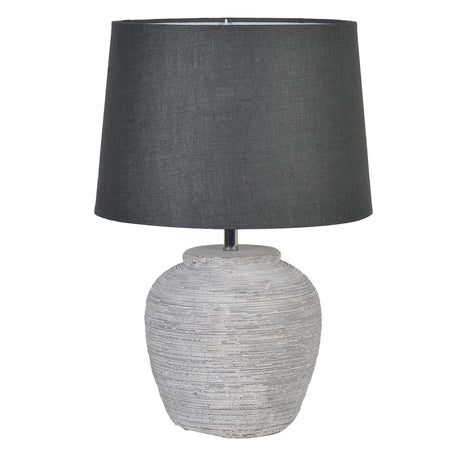 Grey Ribbed Ceramic Lamp 45 cm