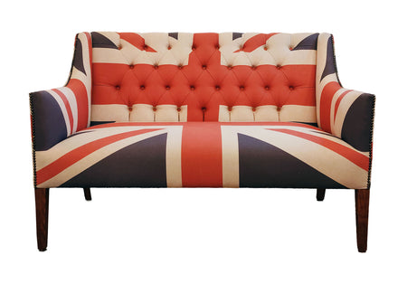 Union Jack Buttoned Coffee Table Stool