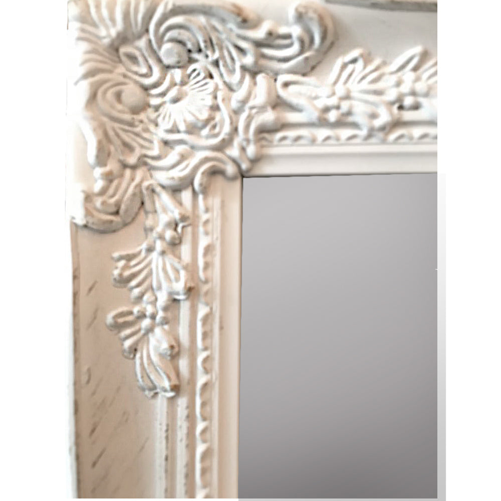 White Carved Wall Mirror 130 cm x 40 cm