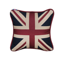 Classic Union Jack cushion in a smaller size, an iconic statement on your sofa. These iconic cushions never lose their appeal, beautifully made and finished to a high standard in a quality linen.