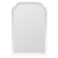 Tall distressed, elegant  shaped white wooden mirror, a real Scandi find. Perfect pared back look, in a hall over a white console or in a living room, dining room or kitchen.