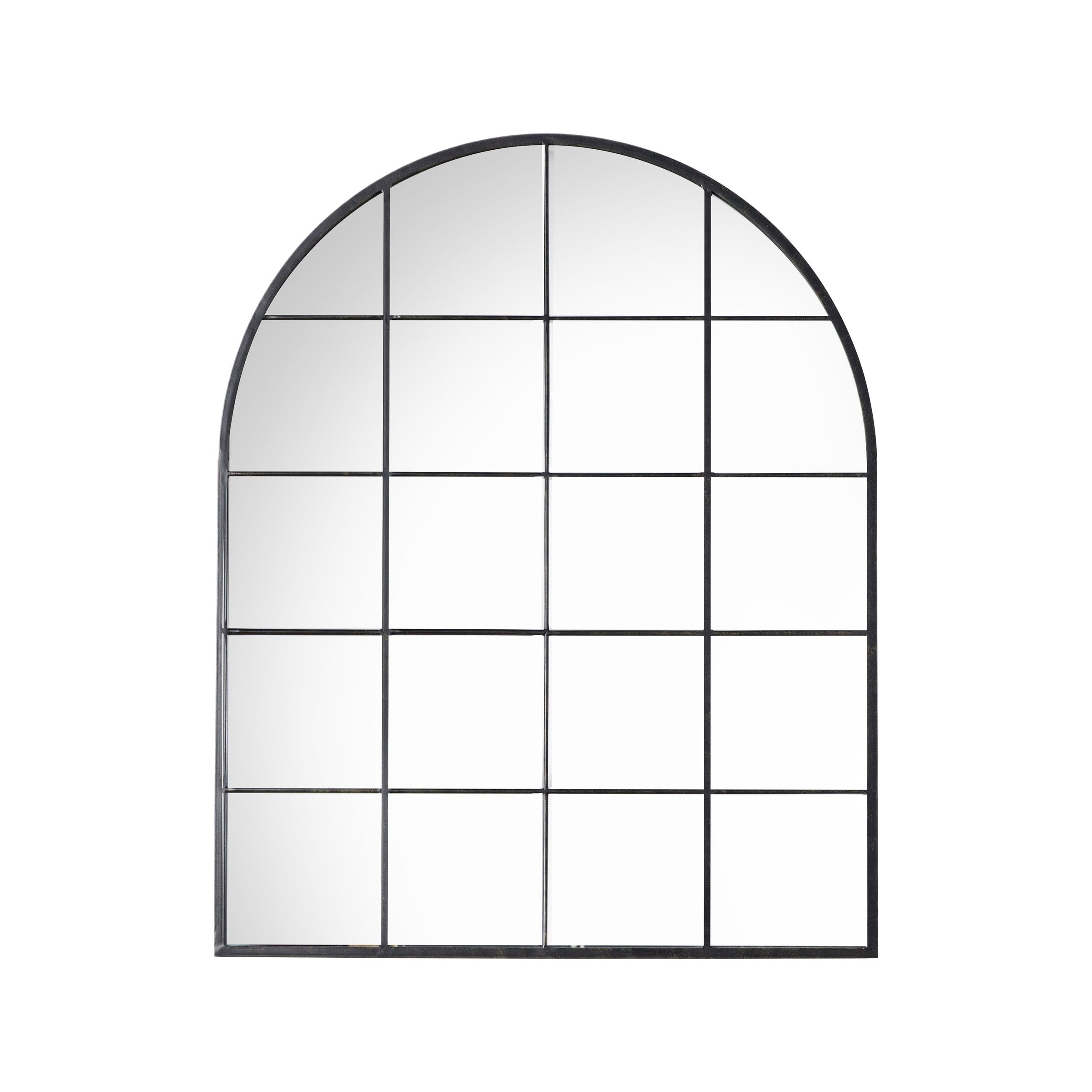 Black Arched Window Mirror  95 cm x 76
