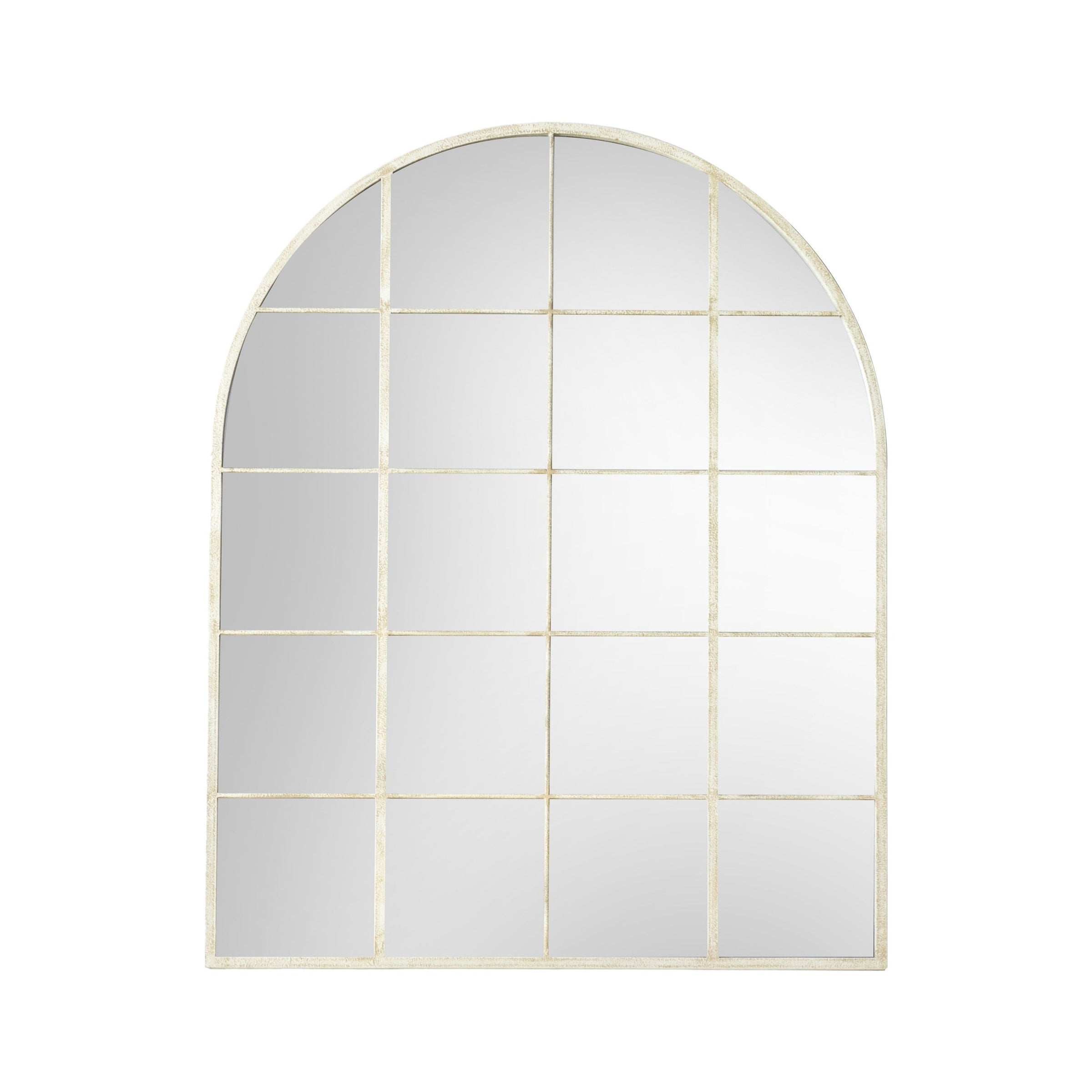 Distressed White Arched Window Mirror 95 cm x 75 cm