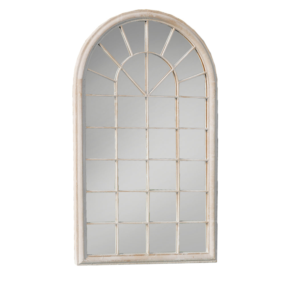 Rustic Cream Metal Window Mirror 131 cm x 75 cm