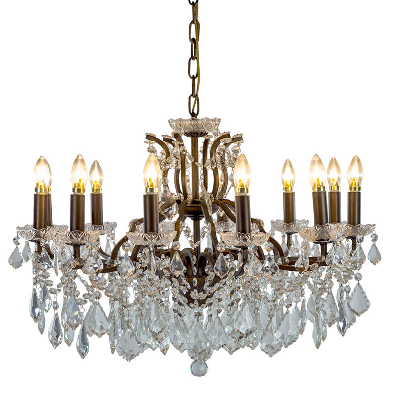 Crystal Chandelier 12 Arm Bronze 88cm