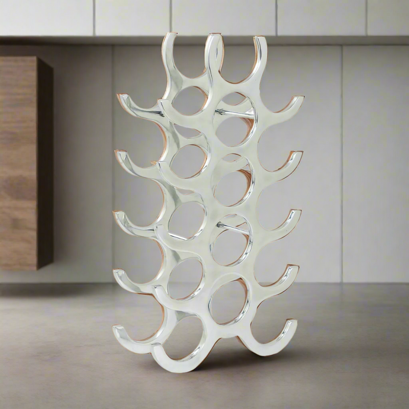 Tall shelf wine rack, will hold fifteen bottles, perfect on a counter top.&nbsp; Space saving, as can be displayed on a counter top.&nbsp; 