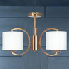 Semi-Flush Three Arm White Shaded Pendant